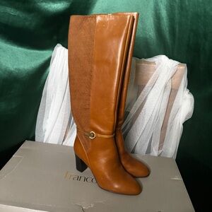 sz 5 cognac FRANCO SARTO L-Palermo Knee High Heeled Boots